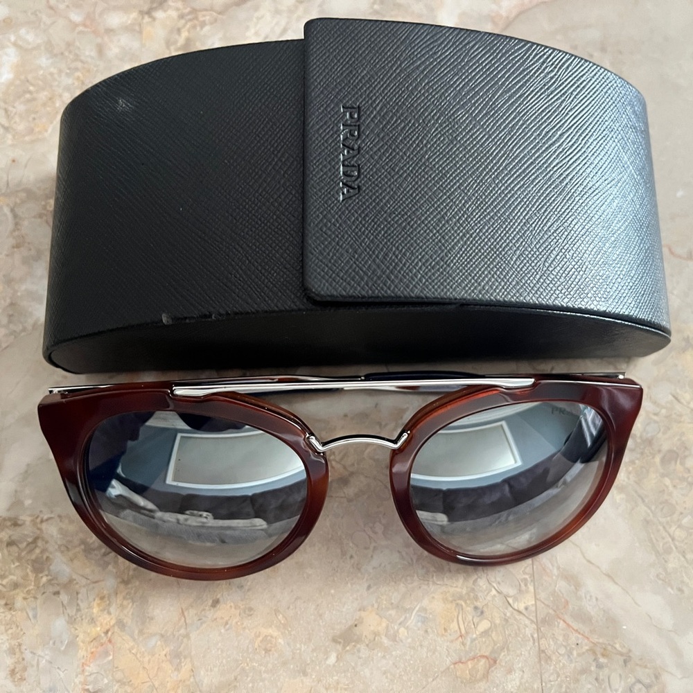 Authentic PRADA Sunglasses SPR 23S USG-5L2 Brown Frame / Mirrored Lens. Unisex.
